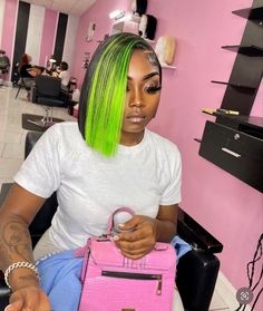 27 Piece Quick Weave, Blue Bob, Baddie Style, Black Bob, Quick Weave, Yellow Hair, Middle Part, Baddie Hairstyles, Hair Inspiration Color