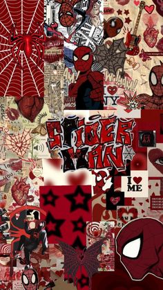 spiderman collage with many different images