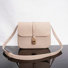 9 X 6 X 3 inches (22 X 16 X 7 cm)
Cow leather
Sheepskin lining
Crossbody and shoulder carry
Flap with decorative lock and snap fastening
2 main compartments
Adjustable and removable leather shoulder strap drops 20 inches (50 cm)