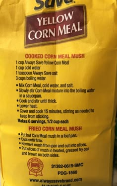 a bag of corn meal sitting on top of a counter