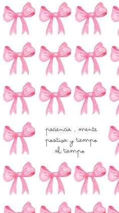 pink bows are arranged in rows on a white background with the words, mementoe nostia y tempo de tampass