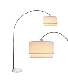 two lamps that are next to each other on a white background with one lamp turned off