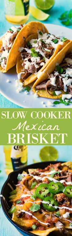 slow cooker mexican brisket with limes and cilantro