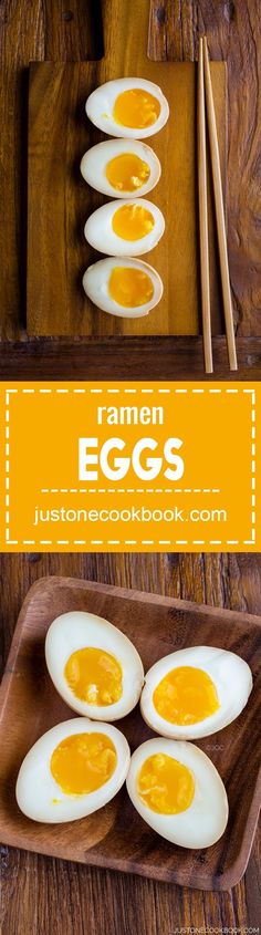 an image of raw eggs on a cutting board with chopsticks