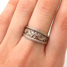 925 Sterling Silver Ornate Floral Design Ring Size 8 3/4Weight: 4.0gWELCOME TO PAWN SHOPWe are an actual pawn shop and have been in business for over 25 years.Since 1990, our establishment has been serving a variety of clients by providing them with short term cash solutions and options of liquidity regarding their treasured heirlooms.Acknowledging that today′s customers are very sophisticated and are looking for a variety of investments, our acquisitions are hand-picked for our special clientel Vintage Sterling Silver Engraved Toe Ring, Heirloom Silver Toe Ring Jewelry, Heirloom Style Silver Toe Ring Jewelry, Heirloom Engraved Toe Ring Jewelry, Silver Hallmarked Engraved Toe Ring, Vintage Flower Ring Stamped 925 For Anniversary, Stamped 925 Toe Ring For Anniversary, Antique Hallmarked Flower Ring For Anniversary, Vintage Silver Flower Ring Stamped 925