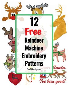 the twelve reindeer machine embroidery patterns