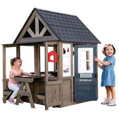 KidKraft Valley View Wooden Playhouse - Sam's Club Wooden Outdoor Playhouse, Outdoor Playsets, Pallet Kids, Kids Playhouse Outdoors, Wood Playhouse, Indoor Tents, Playhouse Plans, Toddler Outdoor, Outdoor Play Area