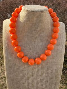 Orange Beaded Necklace Beads are 20mm and acrylic Fun beads Orange Beaded Necklace, Autumn Necklace, Orange Necklace, Fish Necklace, Necklace Beads, Beaded Statement Necklace, Custom Necklace, Necklace For Women, Bright Orange