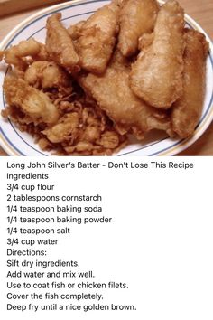 an image of fried food on a plate with text describing the ingredients and instructions to make it