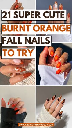 Explore fall-inspired burnt orange nail designs that are perfect for the season. From burnt orange nails with chrome to burnt orange swirl nails, these nail ideas burnt orange will have you ready for fall. Whether you prefer sparkly burnt orange nails or simple burnt orange nails, these burnt orange nail designs are sure to inspire your next look. Ideal for those who love fall nail designs burnt orange styles. Orange Nail Design, Nail Designs For Fall, 2023 Nail, Floral Nail Art