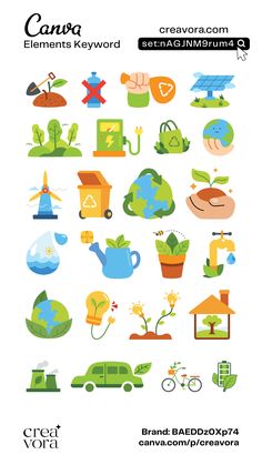 Canva Element Keyword For Go Green Illustration Set||set:nAGJNM9rum4 Sticker Cutouts, Save Water Poster Drawing, Save Water Poster, Green Illustration