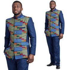 Get lit in AFRILEGE'S Abacost blazer for men. More refined African inspired clothing at afrilege.com #ankarastyles #ankara #africanfashion #ankarafashion #africanprint Fitted Blue Nehru Jacket For Work, Tailored Blue Nehru Jacket With Long Sleeves, Fitted Blue Nehru Jacket For Semi-formal Occasions, Ankara Blazer For Men, Blue Fitted Nehru Jacket For Semi-formal Occasions, Tailored Blue Nehru Jacket, Blue Tailored Long Sleeve Nehru Jacket, Mens Ankara Shirts, Men Ankara Styles Outfit Shirts & Tops