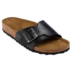 Birkenstock Catalina Graceful Slide Sandal   An oversized buckle adds elevated style to the Catalina, showcasing the comfortable single-strap design crafted from quality materials.  Good to Know Comfortable Closed Toe Footbed Sandals With Buckle, Beach Footbed Sandals With Tang Buckle, Casual Slip-on Slides With Tang Buckle, Casual Tang Buckle Slip-on Slides, Closed Toe Adjustable Footbed Sandals With Buckle, Adjustable Closed Toe Footbed Sandals With Buckle, Adjustable Buckle Closure Footbed Sandals, Beach Slides With Tang Buckle And Round Toe, Classic Synthetic Sandals With Buckle Closure