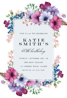 an elegant wedding card with watercolor flowers