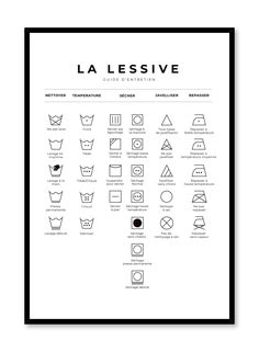 a black and white poster with the words la lessivee written in different languages