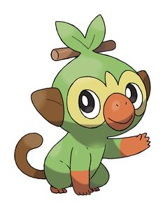 a cartoon animal with big eyes and a green outfit on it's back legs