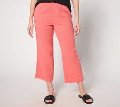 From morning coffee on the porch to afternoons about town to evenings by the water, these cropped gauze pants are the relaxed pair you'll live in all season (and into the next). Frayed edges impart a had-'em-forever look we love. From Belle Beach by Kim Gravel. Summer Loungewear Cropped Leg Capris, Summer Loungewear Capris, Summer Cropped Leg Capris For Loungewear, Comfortable Summer Capri Length Bottoms, Comfortable Summer Capri Length Pants, Comfortable Summer Capri Pants, Coffee On The Porch, Cotton Gauze Pants, Gauze Pants