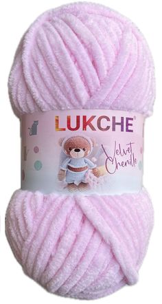 a pink ball of yarn with the label lukche knits and crochet