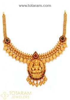 22K Gold Temple Jewellery Necklaces Celebration Pendant Necklace With Jewels, Ceremonial Pendant Necklace With Jewels, Temple Jewelry Necklaces With Jewels For Festivals, Jeweled Pendant Necklace For Festivals, Festival Temple Jewelry Necklaces With Jewels, Festival Pendant Necklace With Jewels, Luxury Jeweled Pendant Necklace For Festivals, Jeweled Temple Necklace, Antique Hallmarked Necklace For Festivals