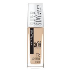 Brand New Bottle Of Maybelline Super Stay Full Coverage Foundation Make Up, In Shade #118: “Light Beige” Official Description: Full Coverage Foundation That Sets A New Standard With Up To 30 Hour Performance Wear; Glides On Smooth, Feels Light As Air And Stays Put No Matter What; Quick Dry Forumla Suitable For All Skin Types Full Coverage Matte Foundation Formula: Super Stay Active Wear Foundation Is Transfer Resistant, Water Resistant And Sweat Resistant; Get A Seamless Matte Foundation Look Th Maybelline Foundation, Maybelline Makeup, Full Coverage Foundation, Foundation Colors, Maybelline Super Stay, Cosmetic Items, Matte Foundation, Stay Active, Performance Wear