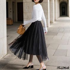 Olivia Mark - High Waist Mesh Midi Skirt with Elegant Pleats and Flared Hem Sheer Skirts, Skirts Collection, Sheer Midi Skirt, Mesh Midi Skirt, Womens Tulle Skirt, Skirt With Pleats, Tulle Long Skirt, Floral Print Midi Skirt, Chiffon Maxi Skirt