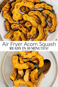 air fryer acorn squash is ready in 10 minutes and it's so easy to make