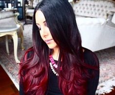 Red Ombre Hair Ombre Hair Tutorial, Black Hair Ombre, Ombre Hair Extensions, Hair Videos Tutorials, Hair Stuff, Love Hair