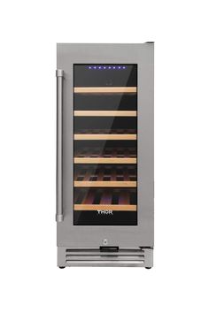 the wine cooler is built into the wall