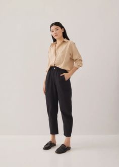 Paladia Elastic Waist Pants | Love, Bonito US Versatile Relaxed Fit Tapered Leg Dress Pants, Versatile Tapered Leg Dress Pants In Relaxed Fit, High Waist Cotton Dress Pants With Relaxed Fit, High Waist Relaxed Fit Cotton Dress Pants, Versatile Relaxed Fit Tapered Leg Pants, Relaxed Fit Pants With Pockets For Day Out, Chic Cotton Tapered Leg Dress Pants, Versatile Straight Pants For Daywear, Versatile Daywear Pants With Relaxed Fit