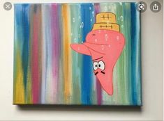 a painting of a cartoon character wearing a hat