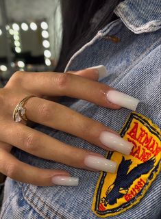 Kylie Jenner Square Nails, Kylie Nails Acrylics, Classy Acrylic Nails Kylie Jenner, King Kylie Nails, Kylie Nails Jenner, Soft White French Tip Nails, Square Tapered Nails, Nail Sets Acrylic, Square White Nails