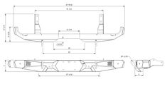 the front and rear view of a car with measurements for each side, including the brake assembly