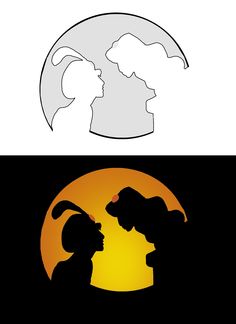 the silhouettes of two people facing each other