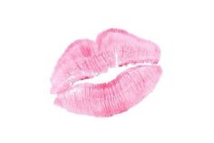 a pink lipstick smudge on a white background