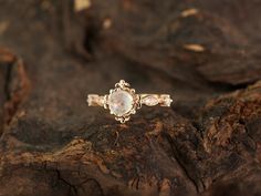 a close up of a ring on a rock