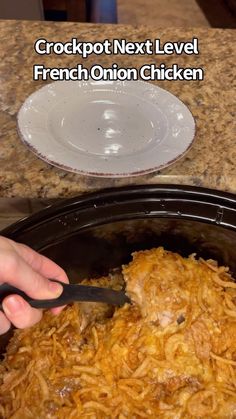 the crockpot next level french onion chicken is ready to be cooked in the slow cooker