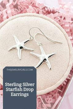 Explore the beauty of the coastal world with these stunning sterling silver starfish drop earrings. Their captivating design and exquisite craftsmanship are perfect for adding a touch of elegance to any outfit. Dive into a world of timeless style, and shop now! #StarfishEarrings #OceanInspiredJewelry