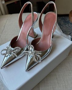 Spool Heels, Amina Muaddi Begum, Branded Shoes, High Heel Slippers, Types Of Heels, Spool Heel, Heel Slippers