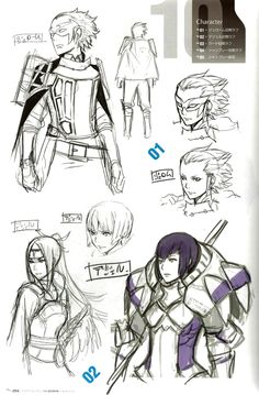 some sketches from the anime character design book, which is currently being used for animation