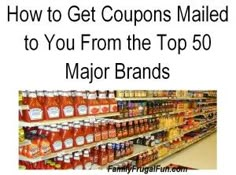 an advertisement for the top 50 major brands is shown in front of a store shelf