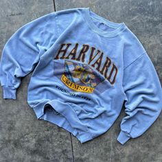 Vintage 90's Harvard Crimson Ivy League Custom Dye Crewneck Sweatshirt Size approximately Medium 20" x 26" Good Shape overall  Custom Dyed to a light baby blue color  Any questions just reach out! IG @ jaded.coast Light Wash Tops For Fall Streetwear, Vintage Washed Blue Crew Neck Top, Light Blue Letter Print Sweatshirt For Fall, Long Sleeve Light Wash Top For Streetwear, Light Wash Long Sleeve Top For Streetwear, Casual Light Blue Sweatshirt With Letter Print, Vintage Blue Sweatshirt For Spring, Baby Blue Color, Baby Blue Colour