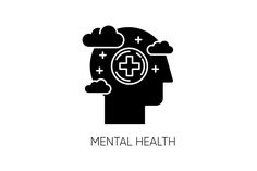 the head of a person with mental health symbols on it's forehead and clouds around them