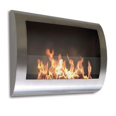 Anywhere Fireplace 19 Stainless Steel Chelsea Wall Mount Bio-Ethanol Fireplace Bio Ethanol Fireplace, Fireplace Video, Standing Fireplace, Wall Heater, Indoor Outdoor Fireplaces, Wall Mounted Fireplace, Ventless Fireplace, Wall Mount Fireplace, Wall Fireplace