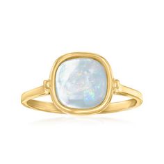 Ross-Simons - Italian Mother-Of-Pearl Ring in 14kt Yellow Gold. Size 8. Dreamy opal adds instant femininity to your fashionable wardrobe! On this Italian-made ring, an 8x8mm square mother-of-pearl slice gleams from a sunny setting of polished 14kt yellow gold. 3/8" wide. Mother-of-pearl ring. Pearl birthstones are the perfect gift for June birthdays. Pearl Birthstone, Ring Pearl, Boot Jewelry, Yellow Gold Jewelry, Natural Gold, Pearl Ring, Gold Details, Free Jewelry, Mother Of Pearl