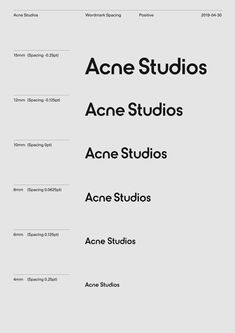 some type of font and numbers that are in different languages, including the words acne studios