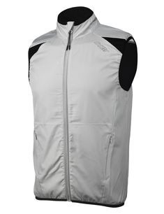 a white vest with black sleeves and zippers