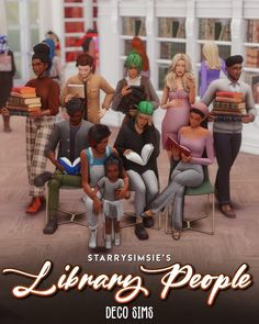 a group of people sitting on chairs in front of a library