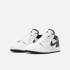 Style No. 553560-132 Color: White/Black/White An iconic look that lasts. This AJ1 pairs the classic design of the original with premium materials that will keep you going all day. Air Jordan 1 Low Big Kids' Shoes. Air Jordan 1 Low White, Jordan 1 Low White, Air Jordan 1 Low, Jordan 1 Low, Air Jordan 1, Jordan 1, Big Kids, Me Too Shoes, Air Jordan