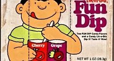 an old advertisement for crayon's fun dip with a boy eating apple slices