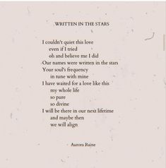 the poem written by author aurora rane is shown in black ink on white paper